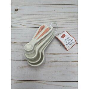 Target Bunny Measuring Spoon Set NEW ceramic pink white baking cooking